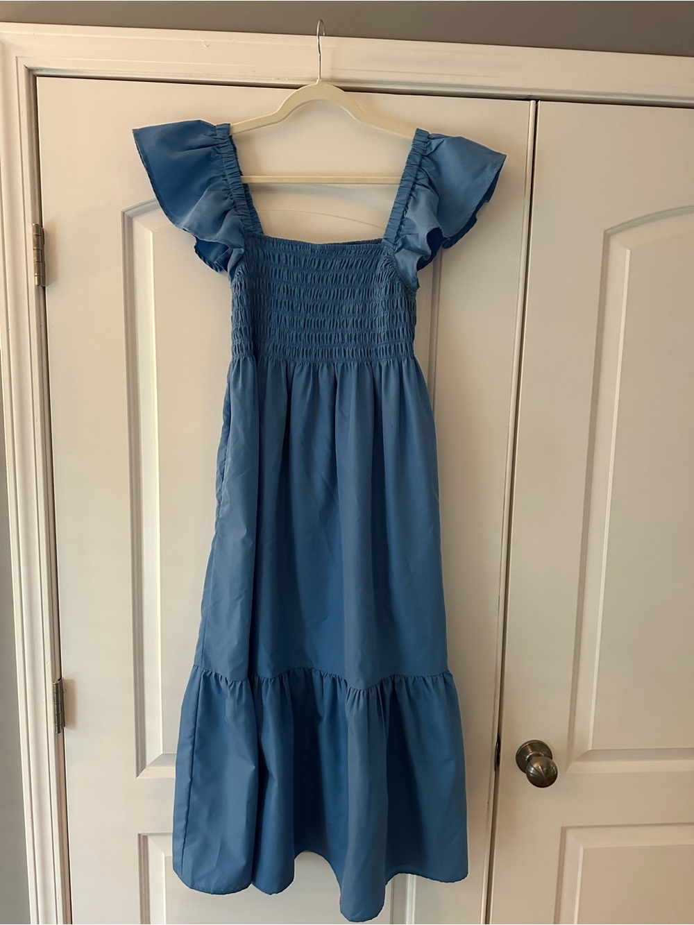 Sky Blue Smocked Maxi Dress with Ruffle Straps